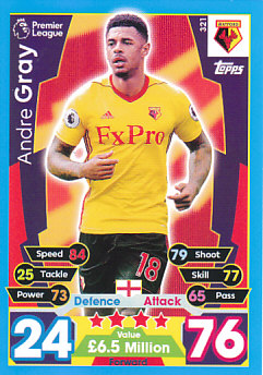 Andre Gray Watford 2017/18 Topps Match Attax #321